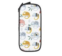 Dibujos animados camaleón lápiz titular oficina papelería organizador lápiz bolsa bolsa cremallera gran capacidad maquillaje bolsas, color, 5.0cm*10.5cm*20.5cm, Estuche para lápices