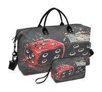 Dibujos Animados De Arte Abstracto Dados Bolsas de Viaje para Gimnasio, Bolso de Fin de Semana con Bolsa de Aseo para Niñas Hombres