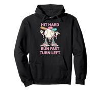 Dibujos Animados de béisbol para Mujer Hit Hard Run Fast Turn Left Sudadera con Capucha