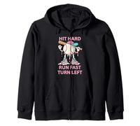Dibujos Animados de béisbol para Mujer Hit Hard Run Fast Turn Left Sudadera con Capucha