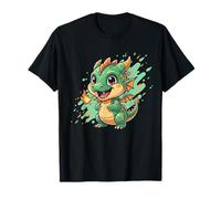 Dibujos Animados de dragón Kawaii Que Respira Fuego para niños Camiseta