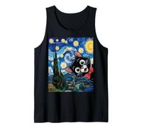 Dibujos Animados de Gatitos Noche Estrellada/Gato Pintura Divertido Camiseta sin Mangas