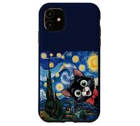 Dibujos Animados de Gatitos Noche Estrellada/Gato Pintura Divertido Carcasa para iPhone 11