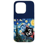 Dibujos Animados de Gatitos Noche Estrellada/Gato Pintura Divertido Carcasa para iPhone 15 Pro
