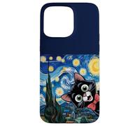Dibujos Animados de Gatitos Noche Estrellada/Gato Pintura Divertido Carcasa para iPhone 15 Pro MAX