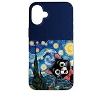 Dibujos Animados de Gatitos Noche Estrellada/Gato Pintura Divertido Carcasa para iPhone 16 Plus
