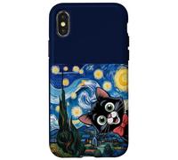 Dibujos Animados de Gatitos Noche Estrellada/Gato Pintura Divertido Carcasa para iPhone X/XS