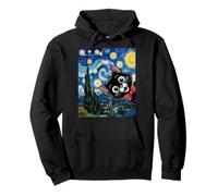 Dibujos Animados de Gatitos Noche Estrellada/Gato Pintura Divertido Sudadera con Capucha