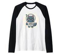 Dibujos Animados de Gato Astronauta Kawaii Camiseta Manga Raglan