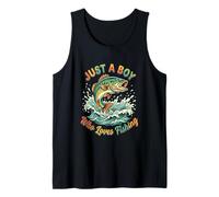 Dibujos Animados de Just A Boy Who Loves Fishing Bass Camiseta sin Mangas