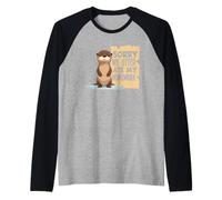 Dibujos Animados de Nutria Marina se comió mi Tarea Camiseta Manga Raglan