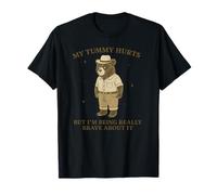 Dibujos animados de oso triste: me duele la barriga pero estoy siendo muy valiente Camiseta