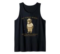 Dibujos animados de oso triste: me duele la barriga pero estoy siendo muy valiente Camiseta sin Mangas