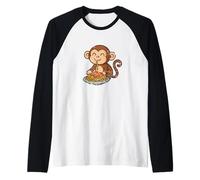 Dibujos Animados de Pasta de Mono Camiseta Manga Raglan