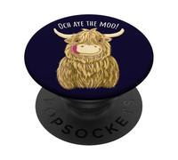 Dibujos Animados de Vaca Escocesa de Las Tierras Altas Och Aye The Moo! PopSockets PopGrip Adhesivo