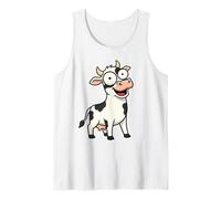 Dibujos Animados de Vaca lechera Goofy con Ojos Grandes y Sonrisa Divertida Camiseta sin Mangas