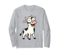 Dibujos Animados de Vaca lechera Goofy con Ojos Grandes y Sonrisa Divertida Manga Larga