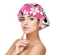 Dibujos animados de vacas creativas con estampado animal,Gorro de dormir de satén para adultos - Gorro de dormir elástico para mujer, cubrecabello nocturno
