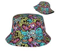 Dibujos Animados De Zombis De Halloween Unisex Sombreros De Cubo Plegable Sombrero De Sol Grande Gorro Pescador para Ciclismo Senderismo Excursionismo Playa
