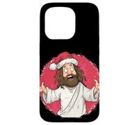Dibujos Animados Divertidos de Jesús con Sombrero de Papá Noel para una Noche Fresca Carcasa para iPhone 15 Pro