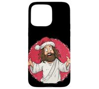 Dibujos Animados Divertidos de Jesús con Sombrero de Papá Noel para una Noche Fresca Carcasa para iPhone 15 Pro MAX