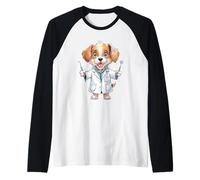 Dibujos Animados Divertidos del Dentista del Perro para el higienista Dental Camiseta Manga Raglan