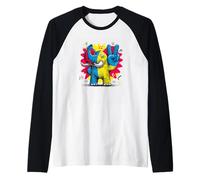 Dibujos Animados Elefante Signo de Paz Retro Pop gráfico Gesto Divertido Camiseta Manga Raglan