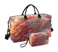 Dibujos Animados Fresco Rosa LeóN Bolsas de Viaje para Gimnasio, Bolso de Fin de Semana con Bolsa de Aseo para Niñas Hombres