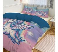 Dibujos Animados Funda Nordica Arcoíris Pegaso Microfibra - Juego de Cama 220x240cm cm y 2 Funda de Almohada 50x75 cm Juveniles Niña Fundas Nordicas Edredon Cama 135/150