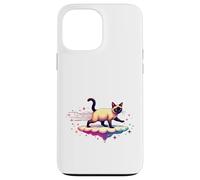 Dibujos Animados Gato siamés en futurista Nube ilustración diseño Carcasa para iPhone 13 Pro MAX