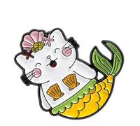 Dibujos animados gatos sirenas insignia esmaltada elegante joyería de animales accesorio regalo para adolescentes y adultos casual equipo potenciador aleación broche de moda regalo, talla única, como