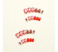 Dibujos Animados Gingerbreads Hombre False Nails Casas de Chocolate Fundas Completas Pegamento En Navidad Prensa Para Mujer Niña Prensa De Navidad En Uñas Pan De Jengibre Hombre False Candy Cane
