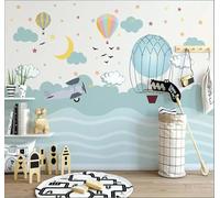 Dibujos Animados Hechos A Mano Globo Aerostático Cielo Estrellado Avión 3D Papel Pintado Pared Fácil Instalación Oficina Sala Estar Sofá Dormitorio TV Fondos Decoración-150cm×105cm