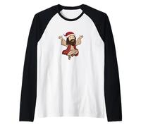 Dibujos Animados Jesús gráfico con Sombrero Festivo de Navidad para Navidad Camiseta Manga Raglan