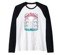 Dibujos Animados Kawaii Esqueleto Cabeza Hongo Halloween Cottagecore Camiseta Manga Raglan