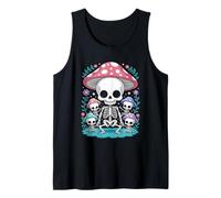 Dibujos Animados Kawaii Esqueleto Cabeza Hongo Halloween Cottagecore Camiseta sin Mangas