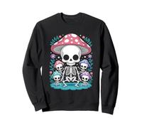 Dibujos Animados Kawaii Esqueleto Cabeza Hongo Halloween Cottagecore Sudadera