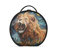 Dibujos Animados León Luna Arte Bolsa de Maquillaje Organizador de Circular Cosméticos Bolsas Creatividad con Divisor Ajustable para Mujeres