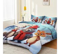 Dibujos Animados Lindo Animal Oso Zorro Conejo Funda NóRdica TemáTica, Azul Juego De Cama - 240 x 260 cm Funda Reversible De 3 Piezas con Cierre De Cremallera Y 2 Fundas De Almohada De 50 X 75 Cm