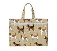 Dibujos animados lindo inteligente beagle mascota animal,Bolsa de lona para documentos con cremallera, bolso de mano, maletín para la escuela y la oficina.