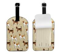 Dibujos animados lindo inteligente beagle mascota animal,Etiquetas de equipaje de cuero sintético con nombre, etiquetas de viaje duraderas, 2 unidades