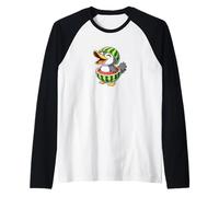 Dibujos Animados Lindo pingüino Pato Verano sandía diversión Camiseta Manga Raglan