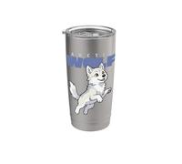 Dibujos Animados Lobo Ártico Raza Animal Amante Lobos Vaso térmico de acero inoxidable de doble pared