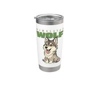 Dibujos Animados Lobo Del Himalaya Raza Animal Amante Lindo Lobos Vaso térmico de acero inoxidable de doble pared