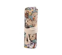 Dibujos animados para gato 24.12.36/48/72 agujeros lona rodillo lápiz cortina lápiz para caja maquillaje wrap bolsa bolsa de lápices portátil oficina papelería maquillaje suministros escolares