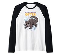 Dibujos Animados Peludo Nutria Raza Amante De Animales Marinos Lindas Nutrias Camiseta Manga Raglan