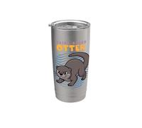 Dibujos animados Peludo Nutria Raza Amante De Animales Marinos Lindas Nutrias Vaso térmico de acero inoxidable de doble pared