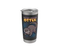 Dibujos animados Peludo Nutria Raza Amante De Animales Marinos Lindas Nutrias Vaso térmico de acero inoxidable de doble pared