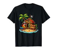 Dibujos Animados Pirata Loro Tropical Isla Tesoro Camiseta