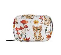 Dibujos animados Savannah Cats - Bolsas de medicina blancas con compartimentos desmontables, organizador de píldoras para viaje para bolso